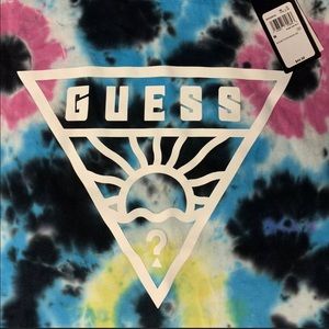 Guess Medium T Shirt  Blue Multi Tie Dye